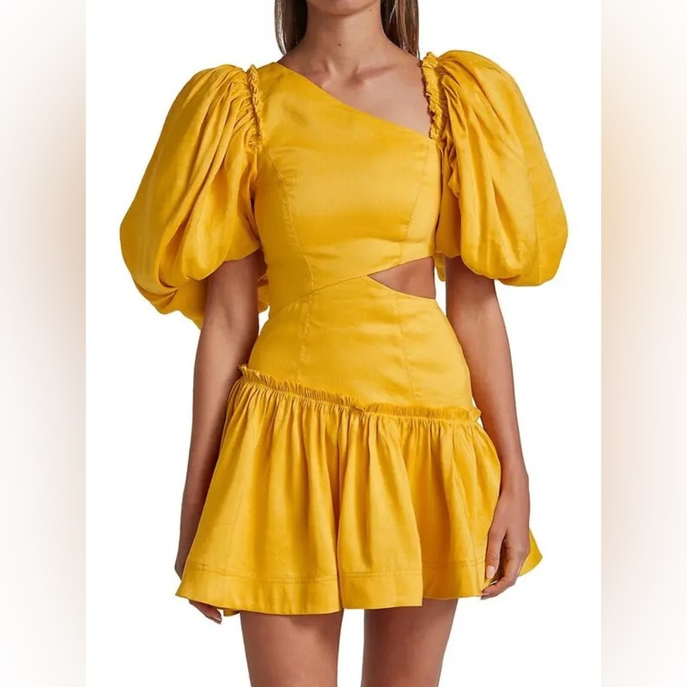 AJE Chateau Puff-Sleeve Mini Dress - Sunshine size US4 - aje size 8